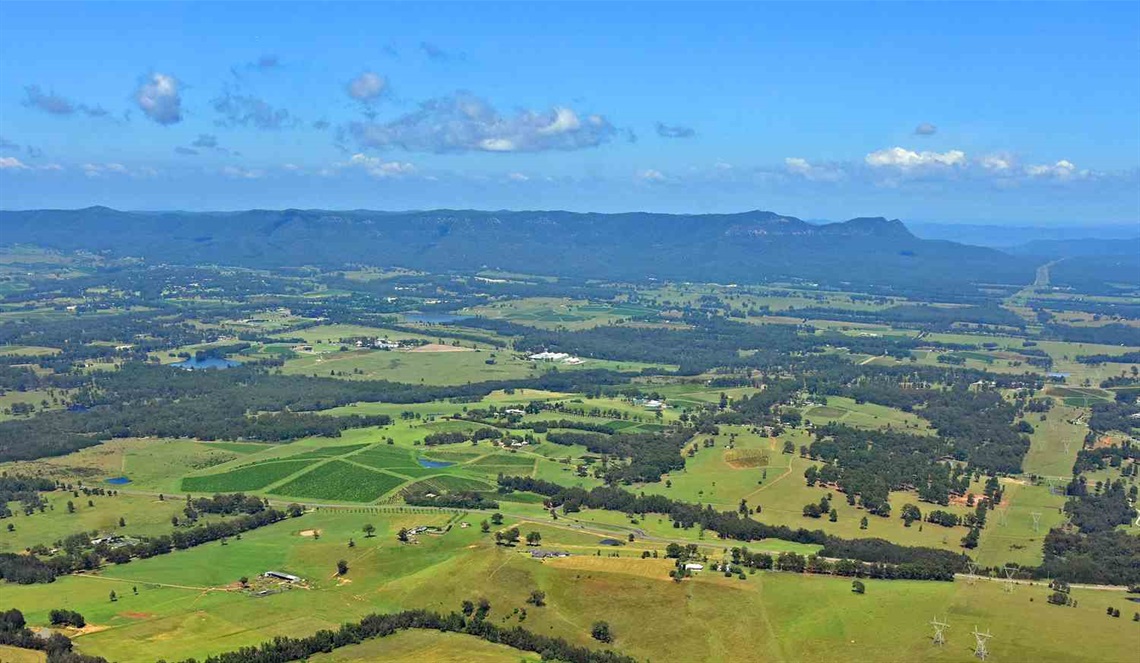 Aerial image of Broken Back Range and vineyards