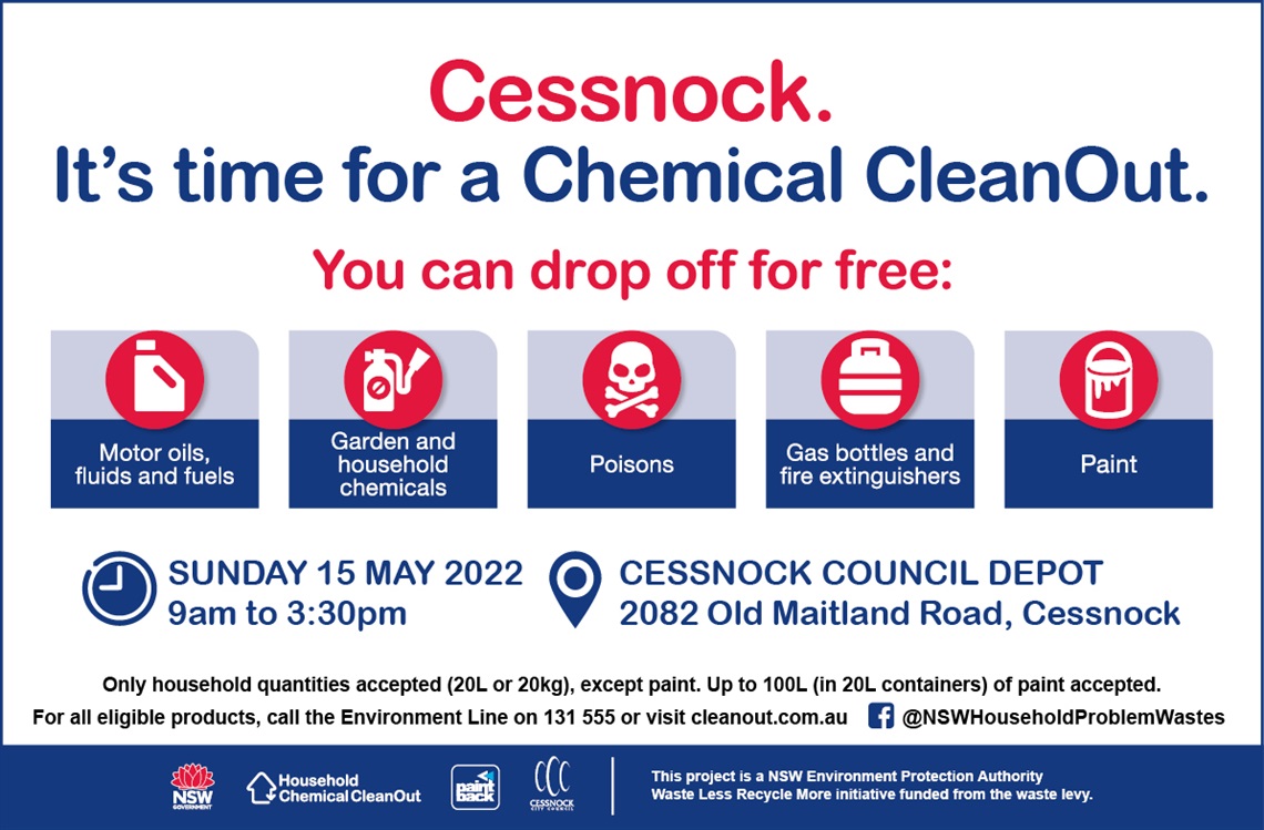 Household Chemical CleanOut at Cessonck Council Depot on Sunday 15 May 2022