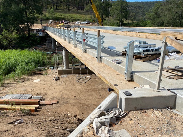 Photo of Paynes Crossing Bridge mid construction as at 10 December 2020