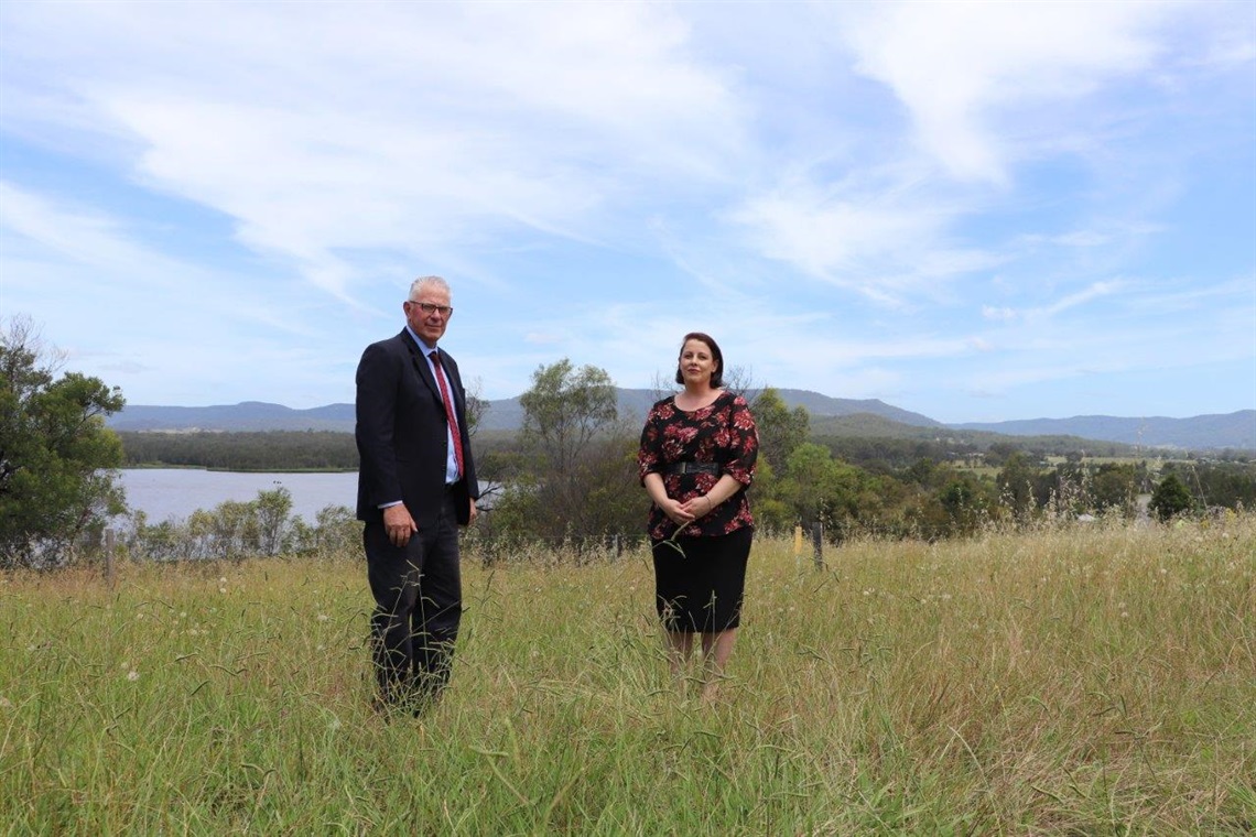 Cessnock City Mayor Councillor Pynsent and Council's Acting Principal Strategic Planner Emma McDermott pictured at Ellalong Lagoon