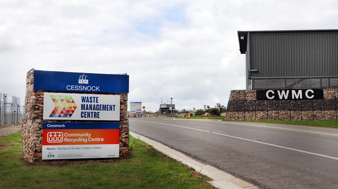 A photo of the entry of Cessnock Waste Management Centre