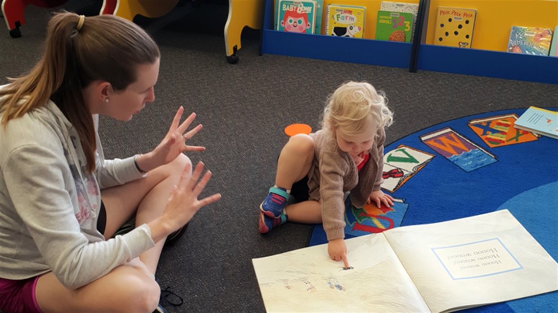 Photo of Isabelle and Emerson Hobbs during Rhymetime at Cessnock Library