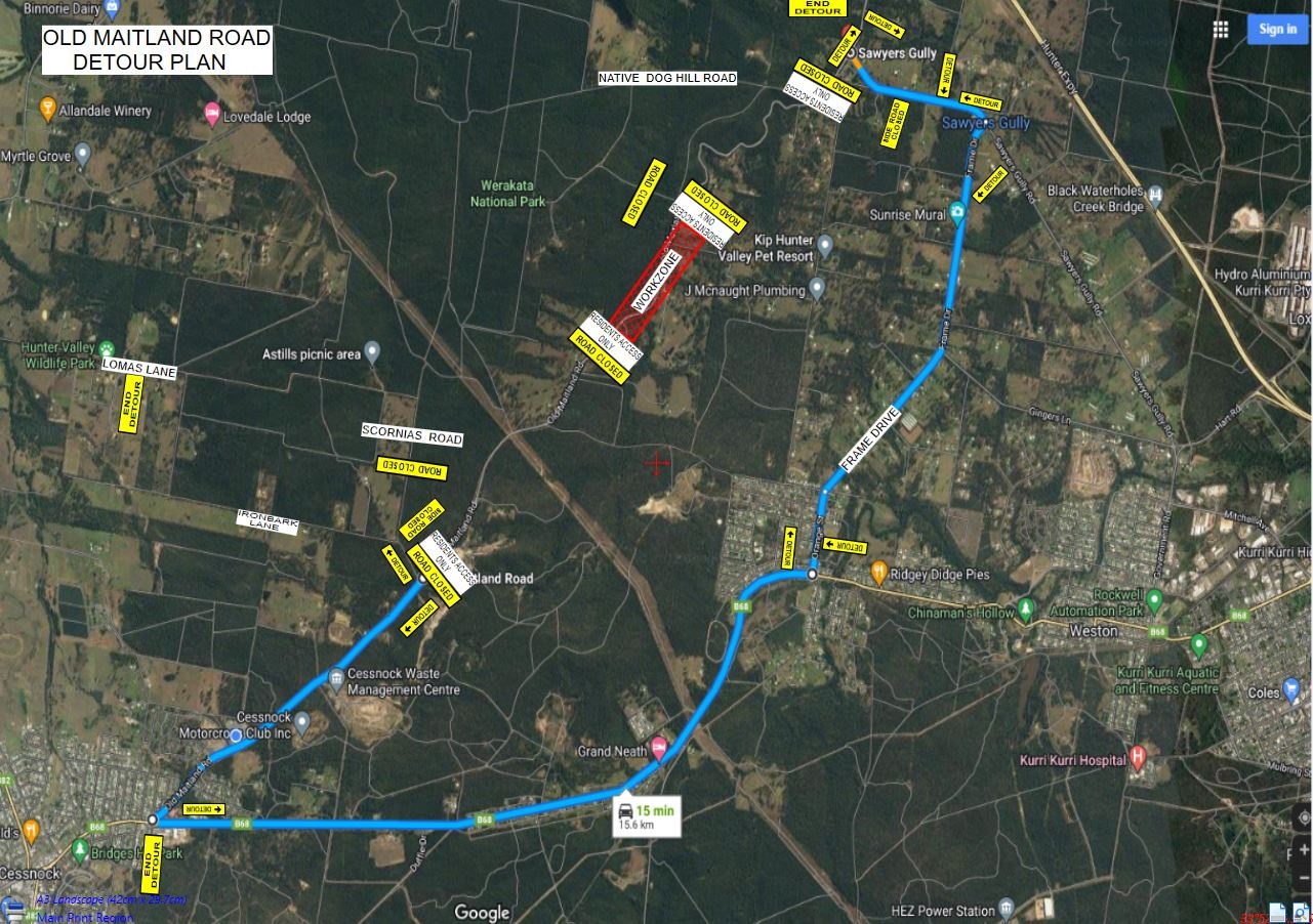Old Maitland Road Cessnock Stage 1 _ Safety Traffic _ Detour Plan _ Robbie Schreiber.JPG