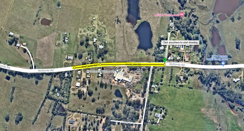 Aerial map of Wollombi Road, Millfield Stage 7.1 works