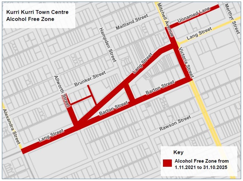 Map of Kurri Kurri Alcohol-Free Zones