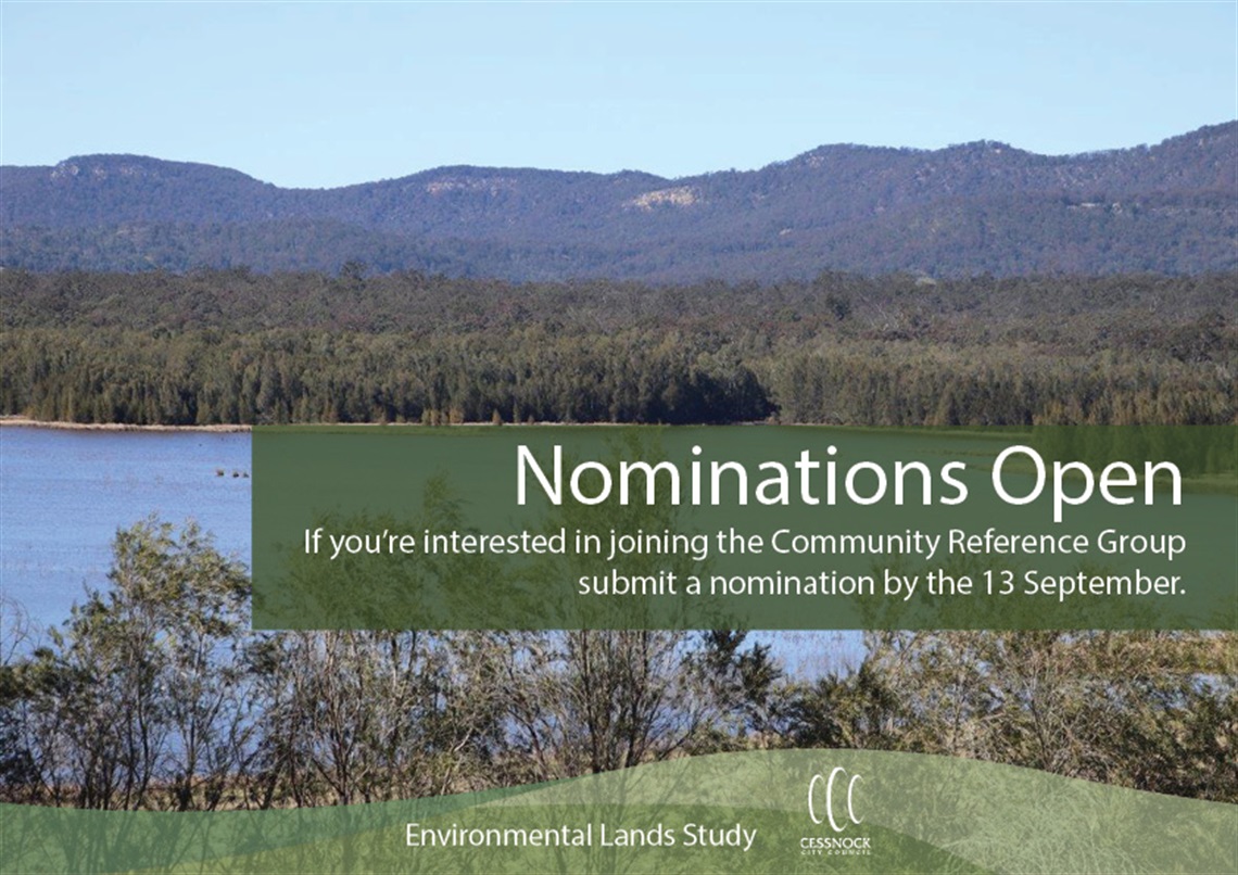 Graphic with information about the nominations opening for Environmental Lands Study