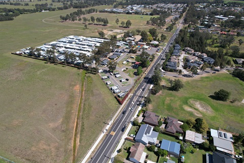 A complete Mount View Road. Looking West from Basketball stadium